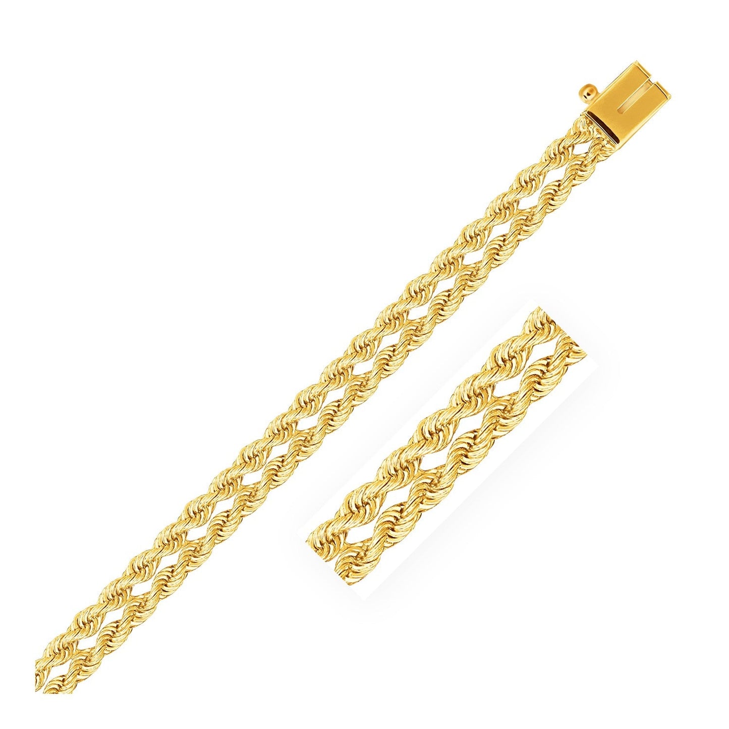 5.0 mm 14k Yellow Gold Dual Row Rope Bracelet-0