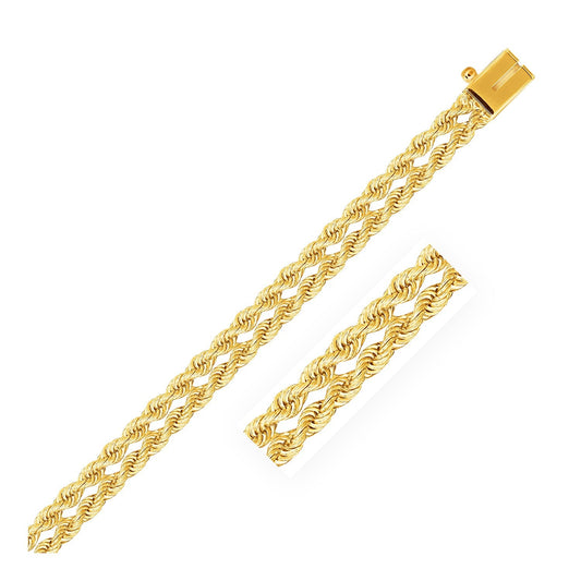 5.0 mm 14k Yellow Gold Dual Row Rope Bracelet-0