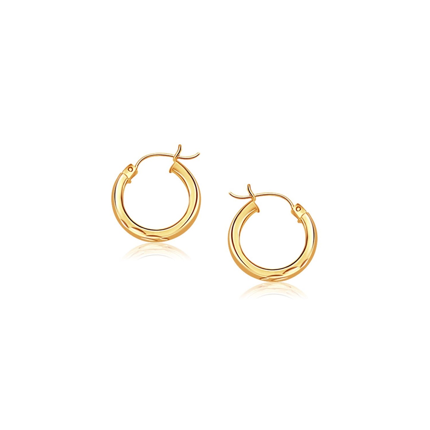 14k Yellow Gold Hoop Earring with Diamond-Cut Finish (20mm Diameter)-0
