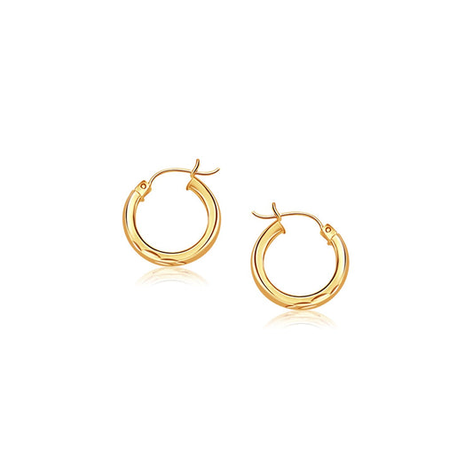 14k Yellow Gold Hoop Earring with Diamond-Cut Finish (20mm Diameter)-0