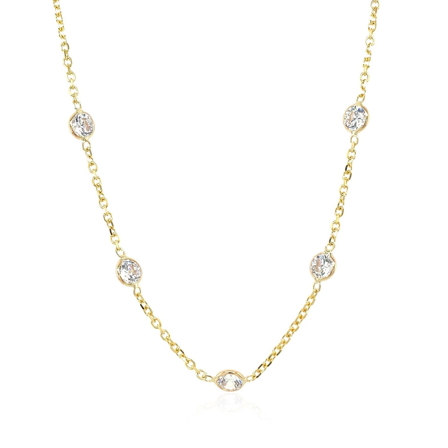 14k Yellow Gold CZ By the Yard Long Links-1