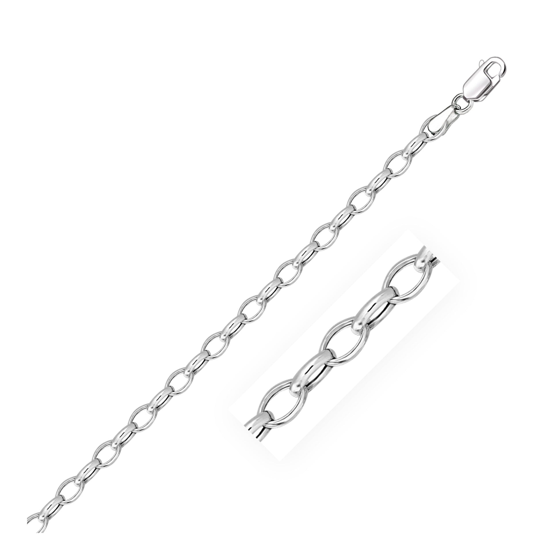 4.6mm 14k White Gold Oval Rolo Bracelet-0