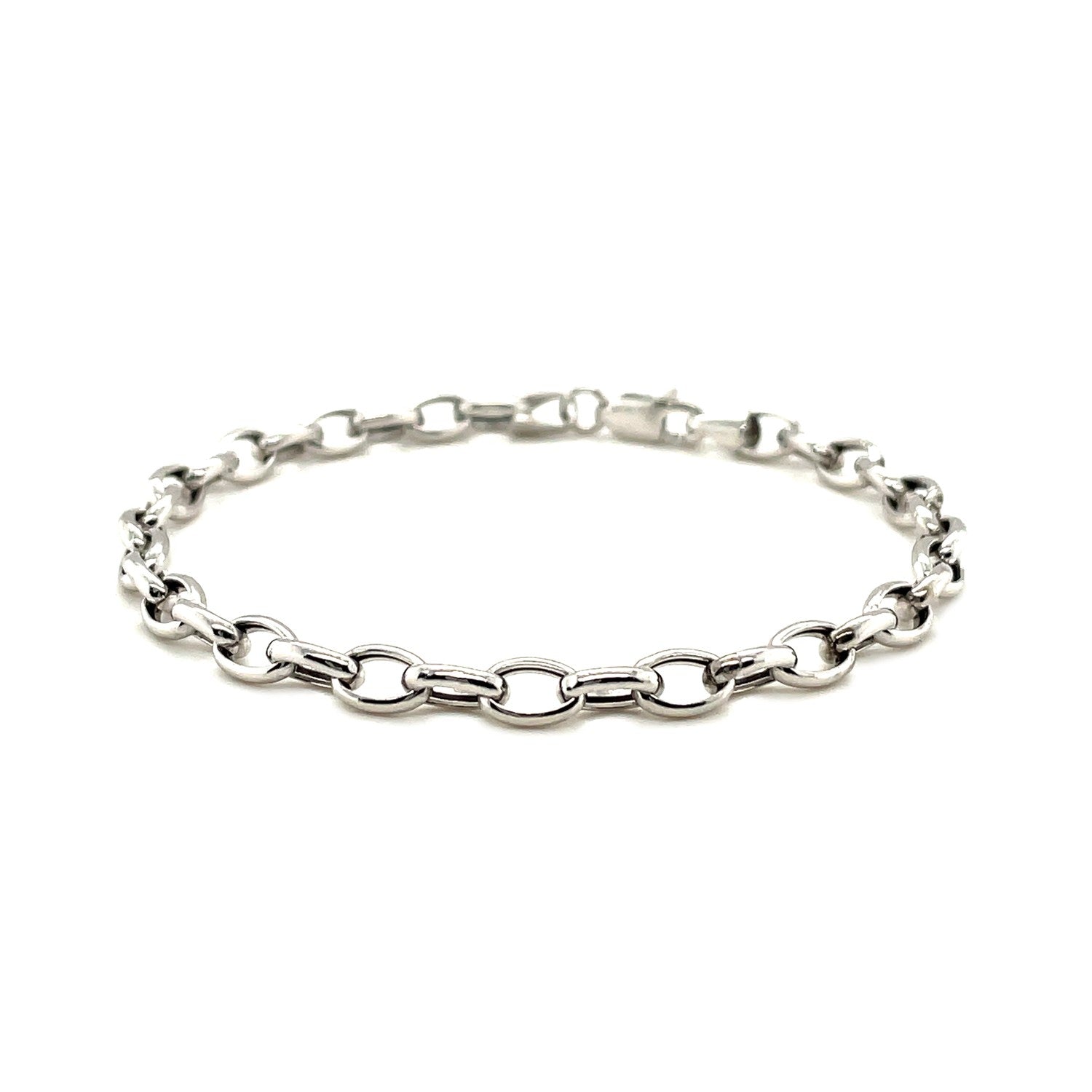 4.6mm 14k White Gold Oval Rolo Bracelet-1