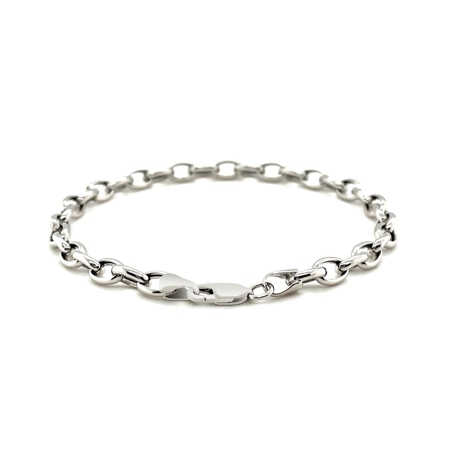 4.6mm 14k White Gold Oval Rolo Bracelet-2