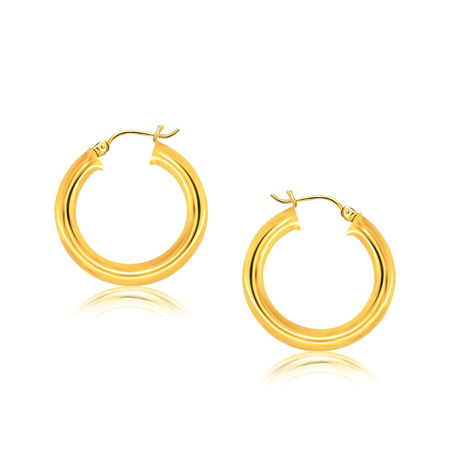 14k Yellow Gold Polished Hoop Earrings (30 mm)-0