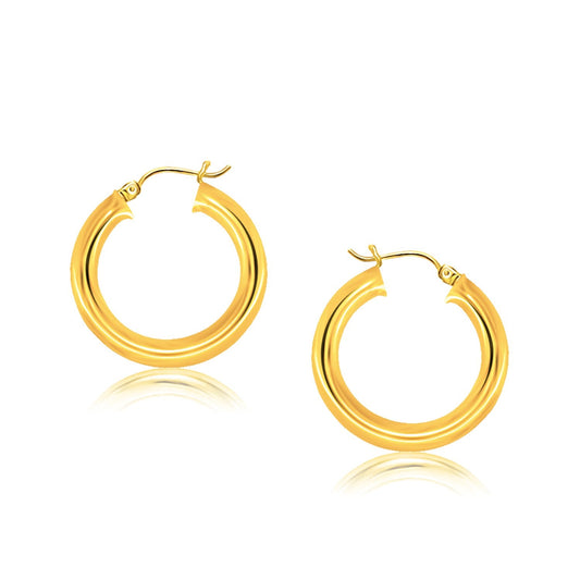 14k Yellow Gold Polished Hoop Earrings (30 mm)-0