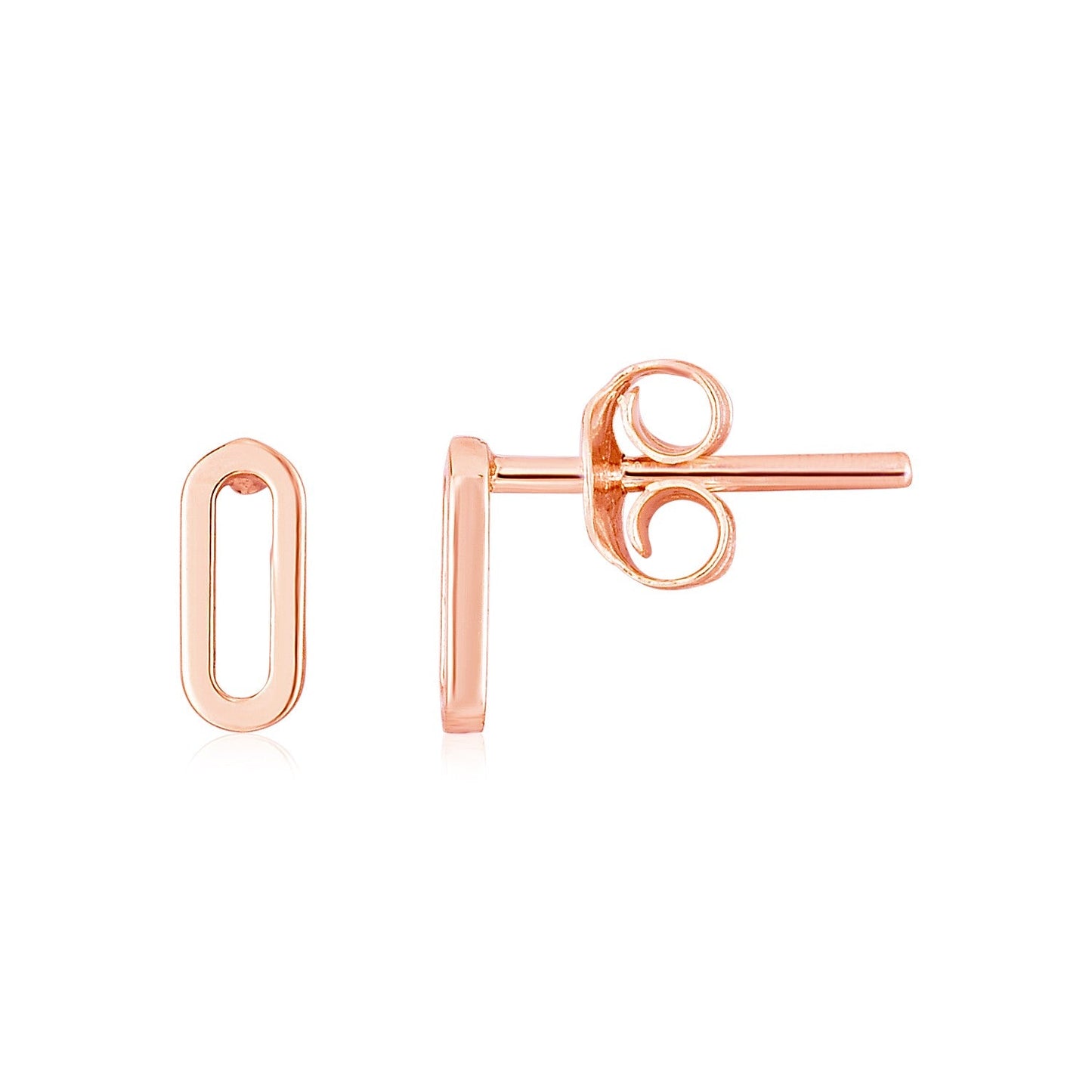 14k Rose Gold Paperclip Link Stud Earrings-0