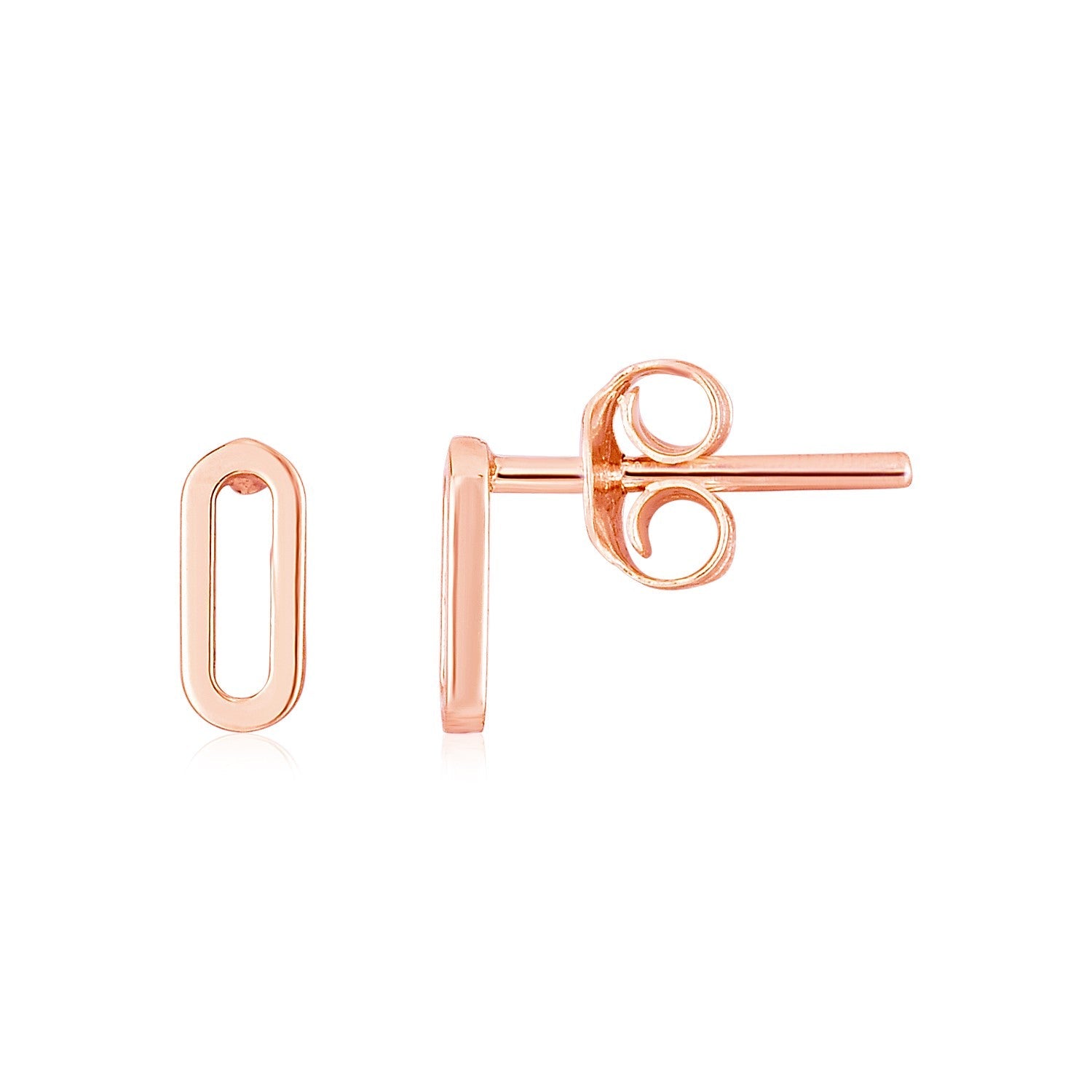 14k Rose Gold Paperclip Link Stud Earrings-0