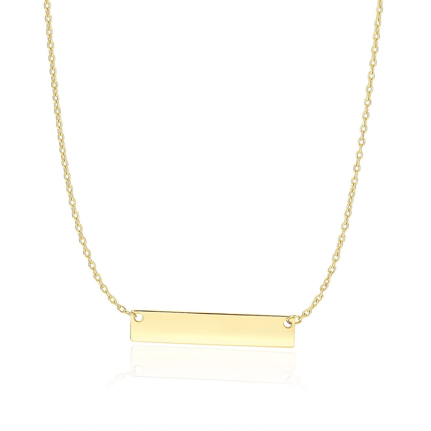 14k Yellow Gold Smooth Flat Horizontal Bar Style Necklace-0