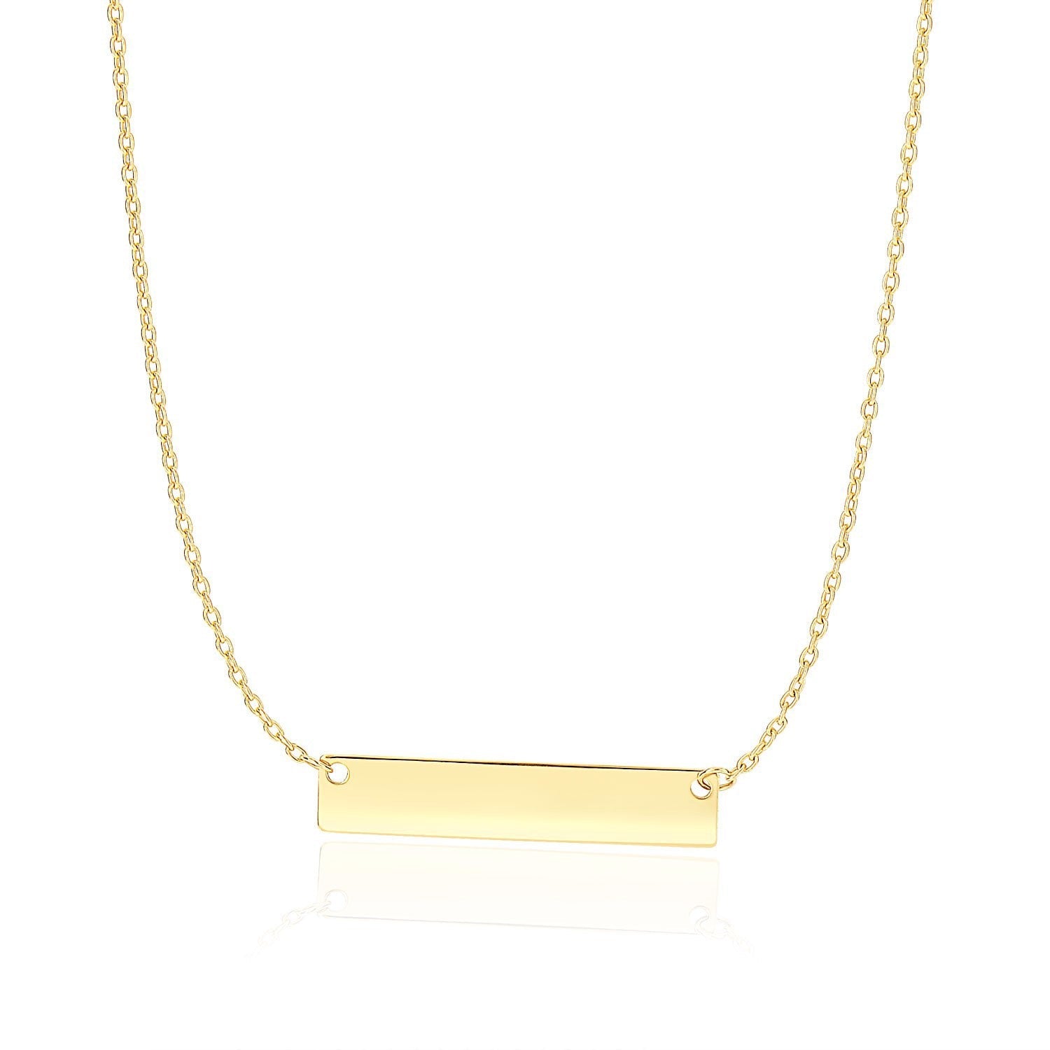 14k Yellow Gold Smooth Flat Horizontal Bar Style Necklace-0