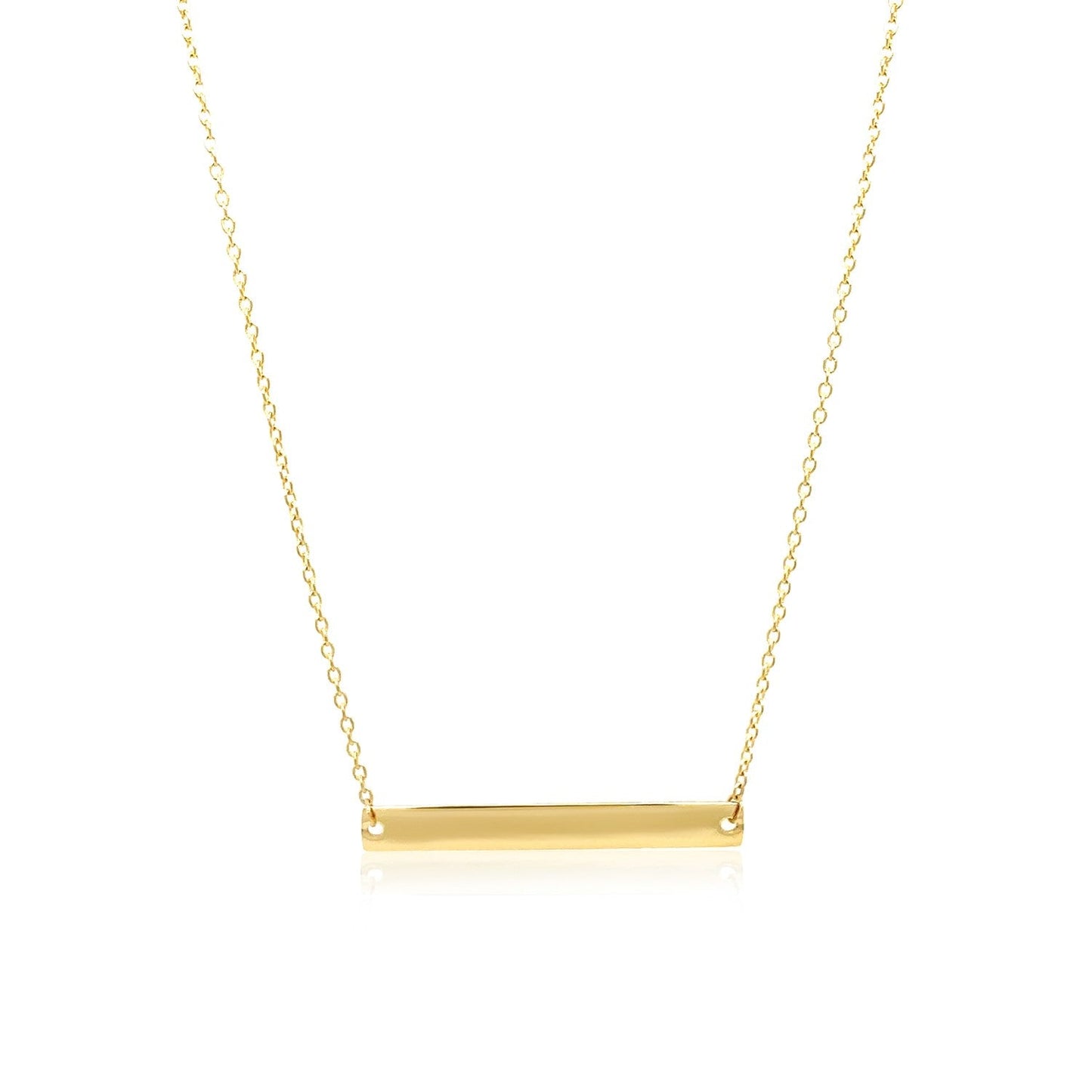14k Yellow Gold Smooth Flat Horizontal Bar Style Necklace-1