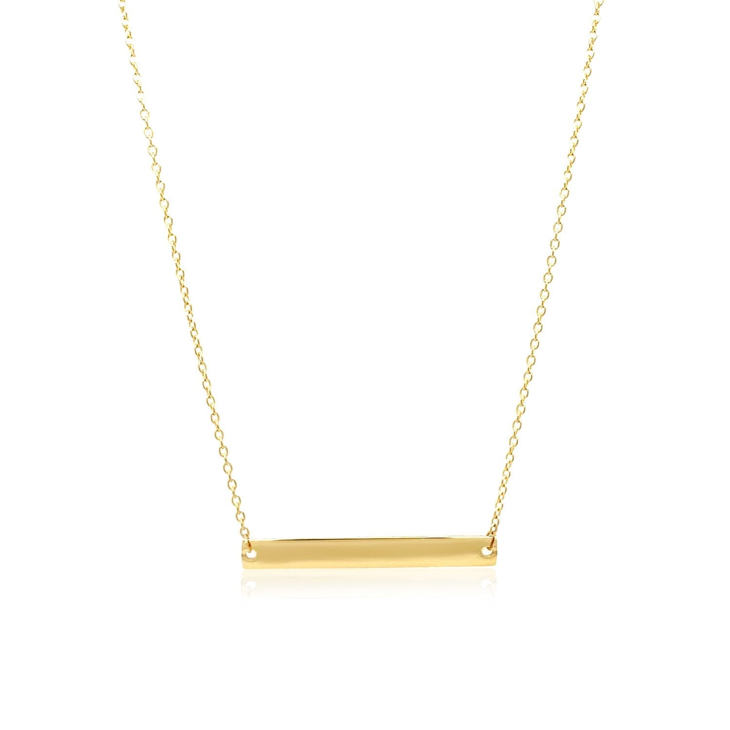 14k Yellow Gold Smooth Flat Horizontal Bar Style Necklace-1