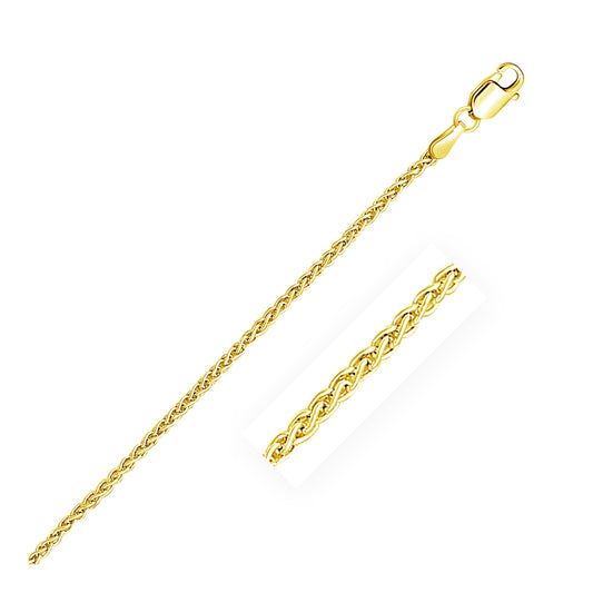 2.1mm 14k Yellow Gold Round Wheat Bracelet-0