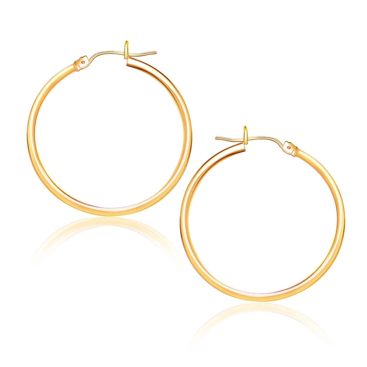 14k Yellow Gold Polished Hoop Earrings (25 mm)-0