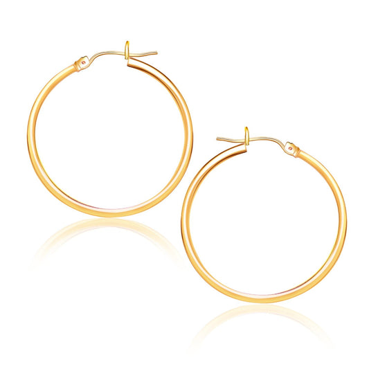 14k Yellow Gold Polished Hoop Earrings (25 mm)-0