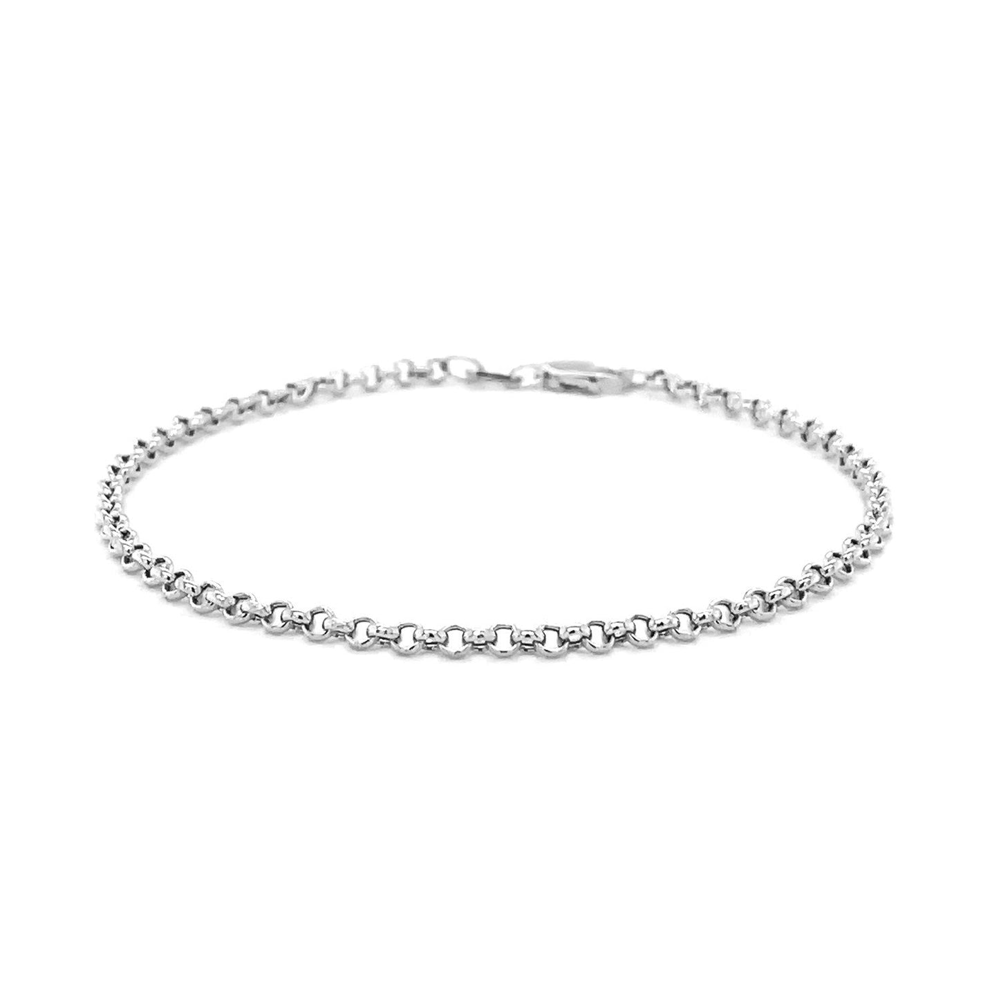 2.3mm 14k White Gold Rolo Bracelet-1