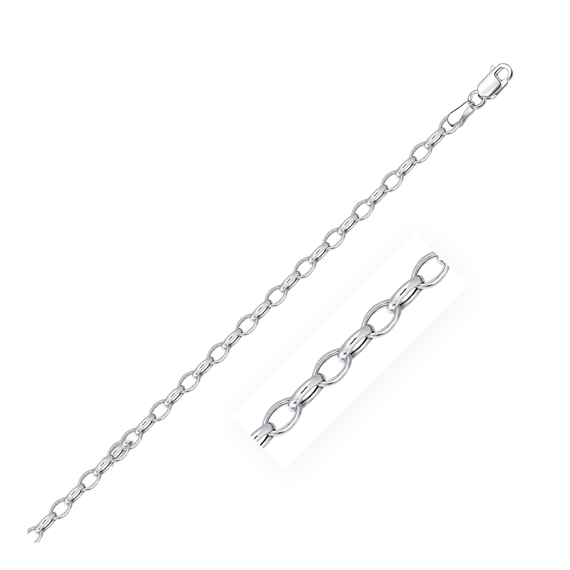3.2mm 14k White Gold Oval Rolo Bracelet-0