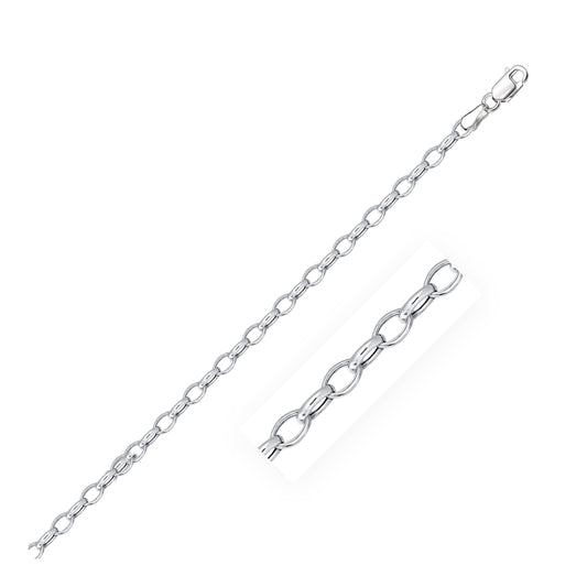 3.2mm 14k White Gold Oval Rolo Bracelet-0