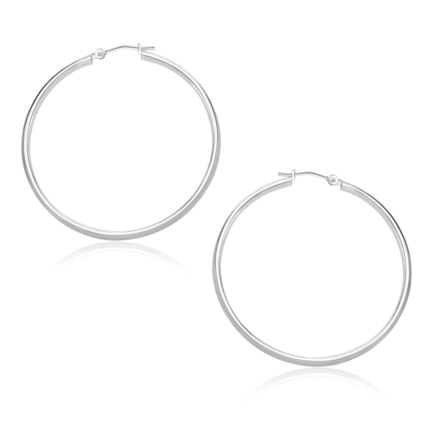 14k White Gold Polished Hoop Earrings (30mm)-0