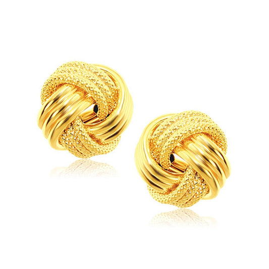 14k Yellow Gold interweaved Love Knot Stud Earrings-0
