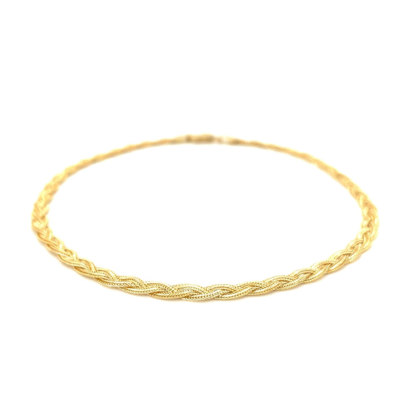 3.5mm 14k Yellow Braided Foxtail Anklet-1