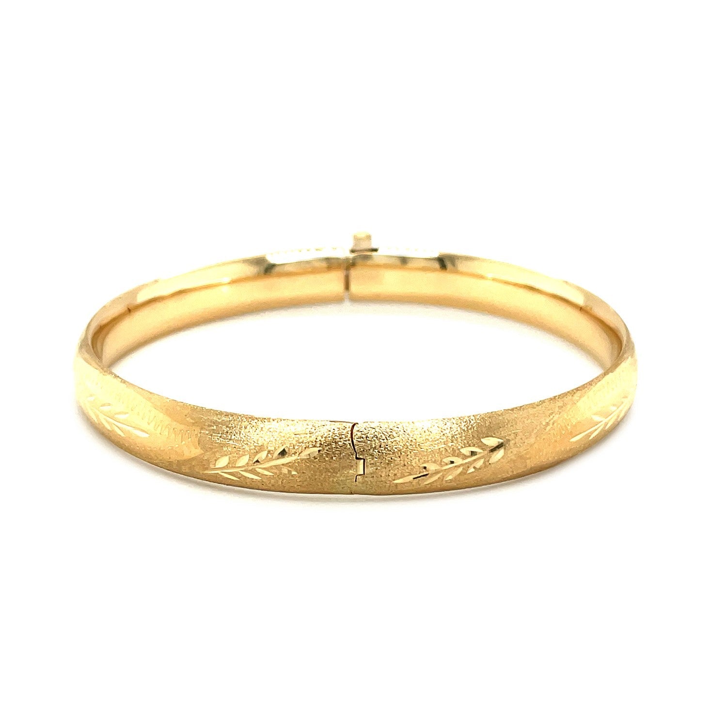 Classic Floral Carved Bangle in 14k Yellow Gold (8.0mm)-1