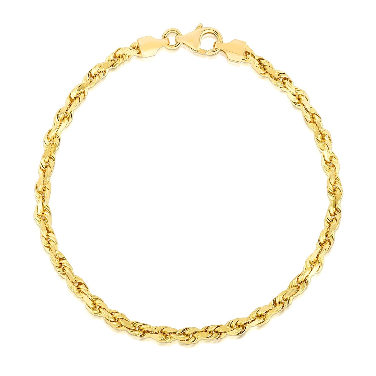 4.0mm 14k Yellow Gold Solid Diamond Cut Rope Bracelet-1