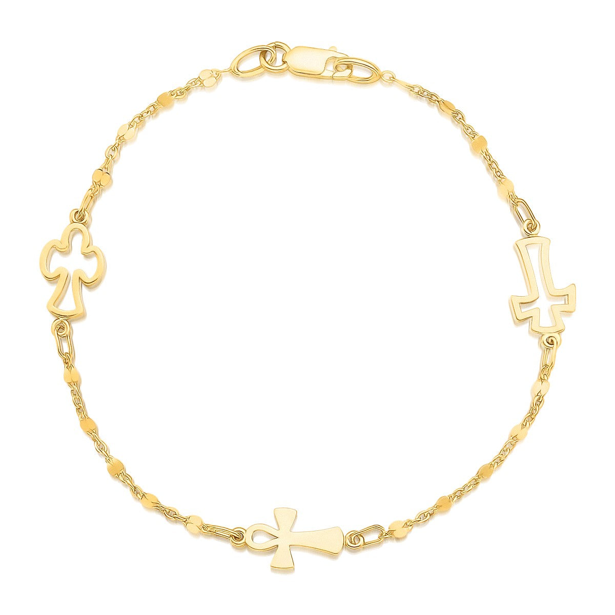 14k Yellow Gold Symbolic Cross Bracelet-0