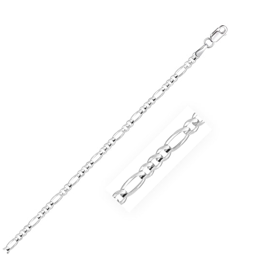 2.6mm 14k White Gold Figaro Anklet-0
