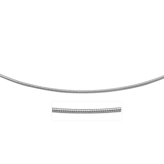 14k White Gold Necklace in a Round Omega Chain Style-0