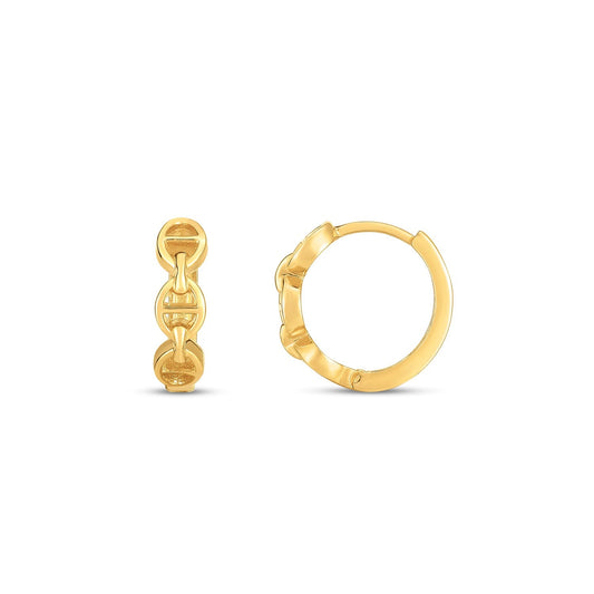 14k Yellow Gold Oval Mariner Huggies-0
