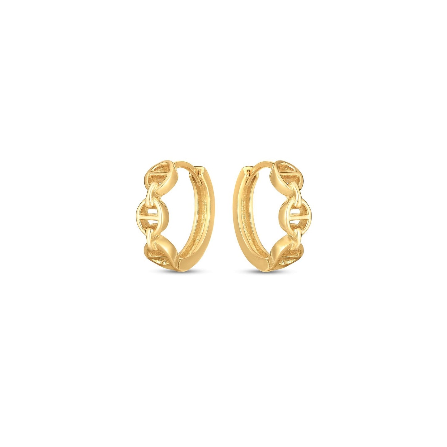 14k Yellow Gold Oval Mariner Huggies-1