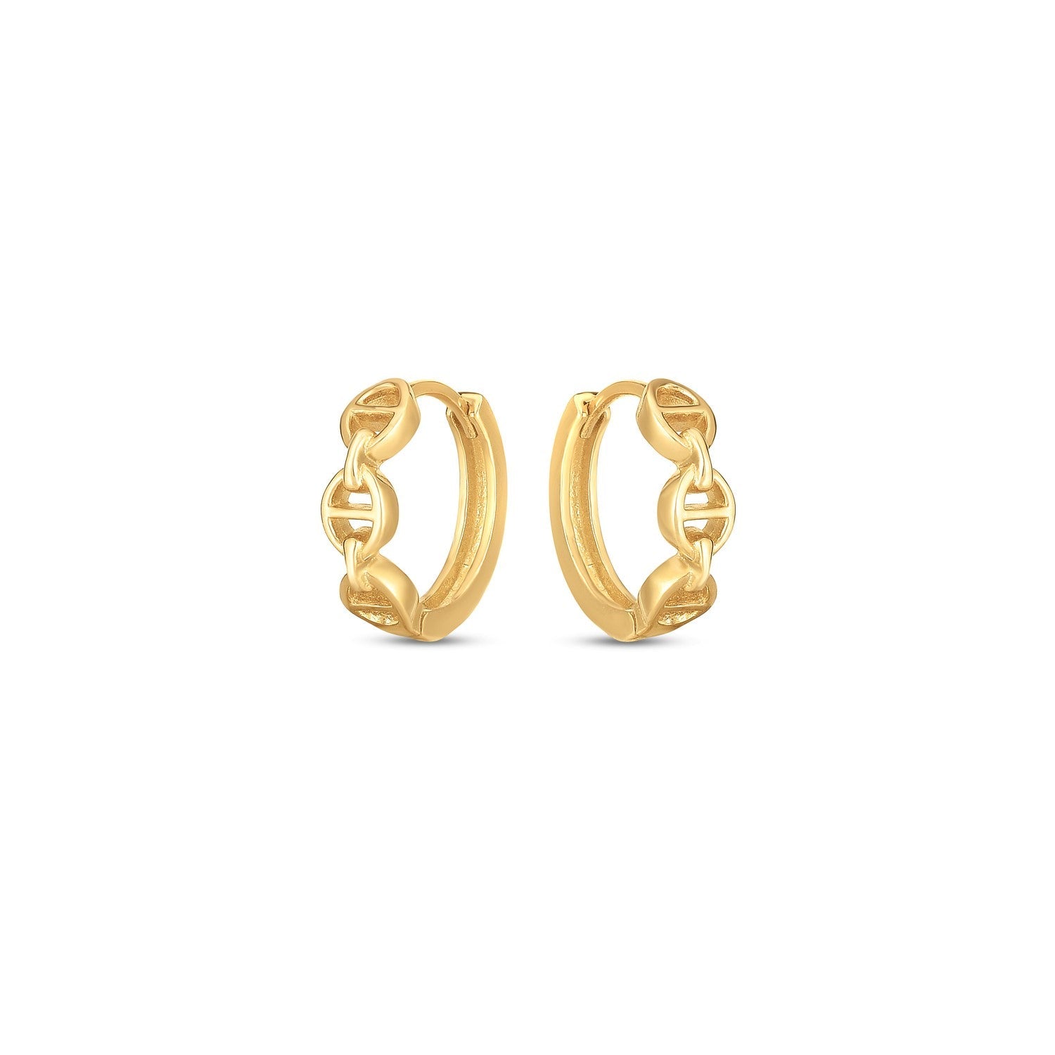 14k Yellow Gold Oval Mariner Huggies-1