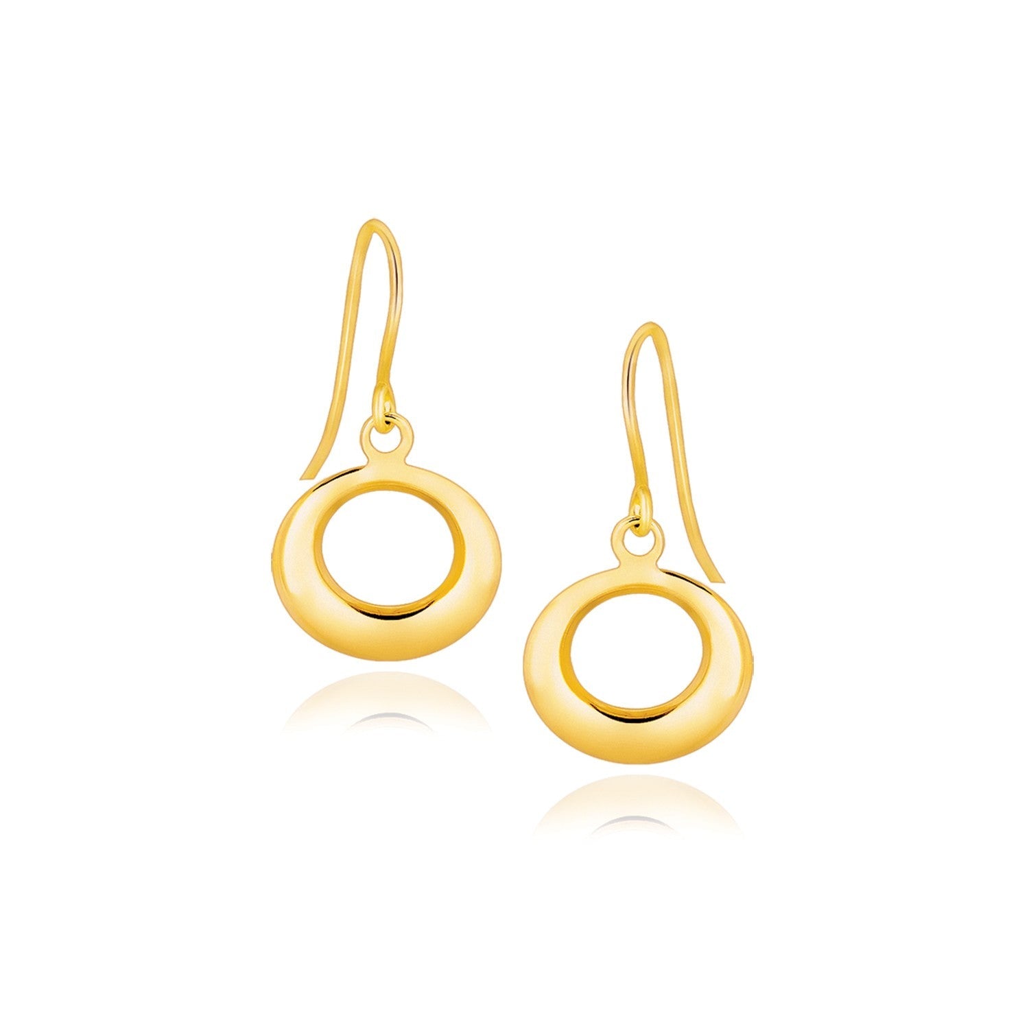 14k Yellow Gold Open Circle Dangle Earrings-0