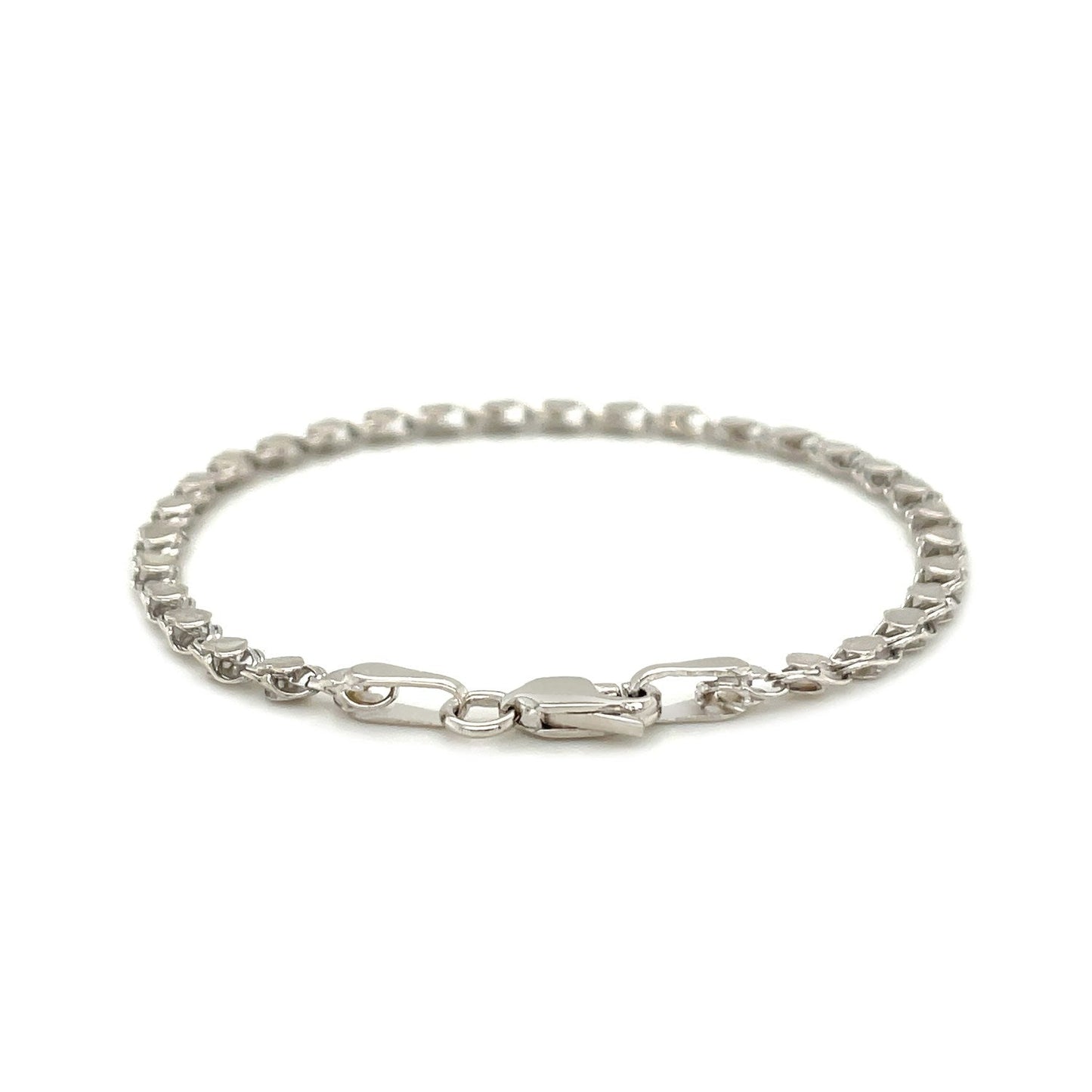2.9mm 14k White Gold Heart Bracelet-2