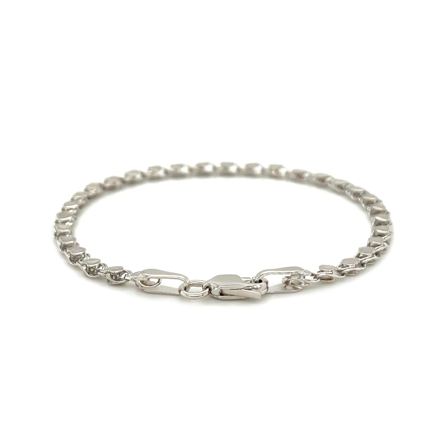 2.9mm 14k White Gold Heart Bracelet-2