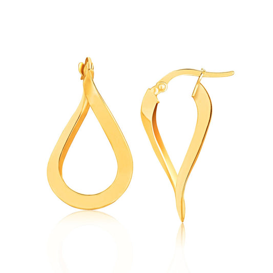 14k Yellow Gold Flat Polished Twisted Hoop Earrings-0