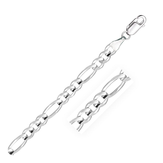 6.0mm 14k White Gold Solid Figaro Bracelet-0