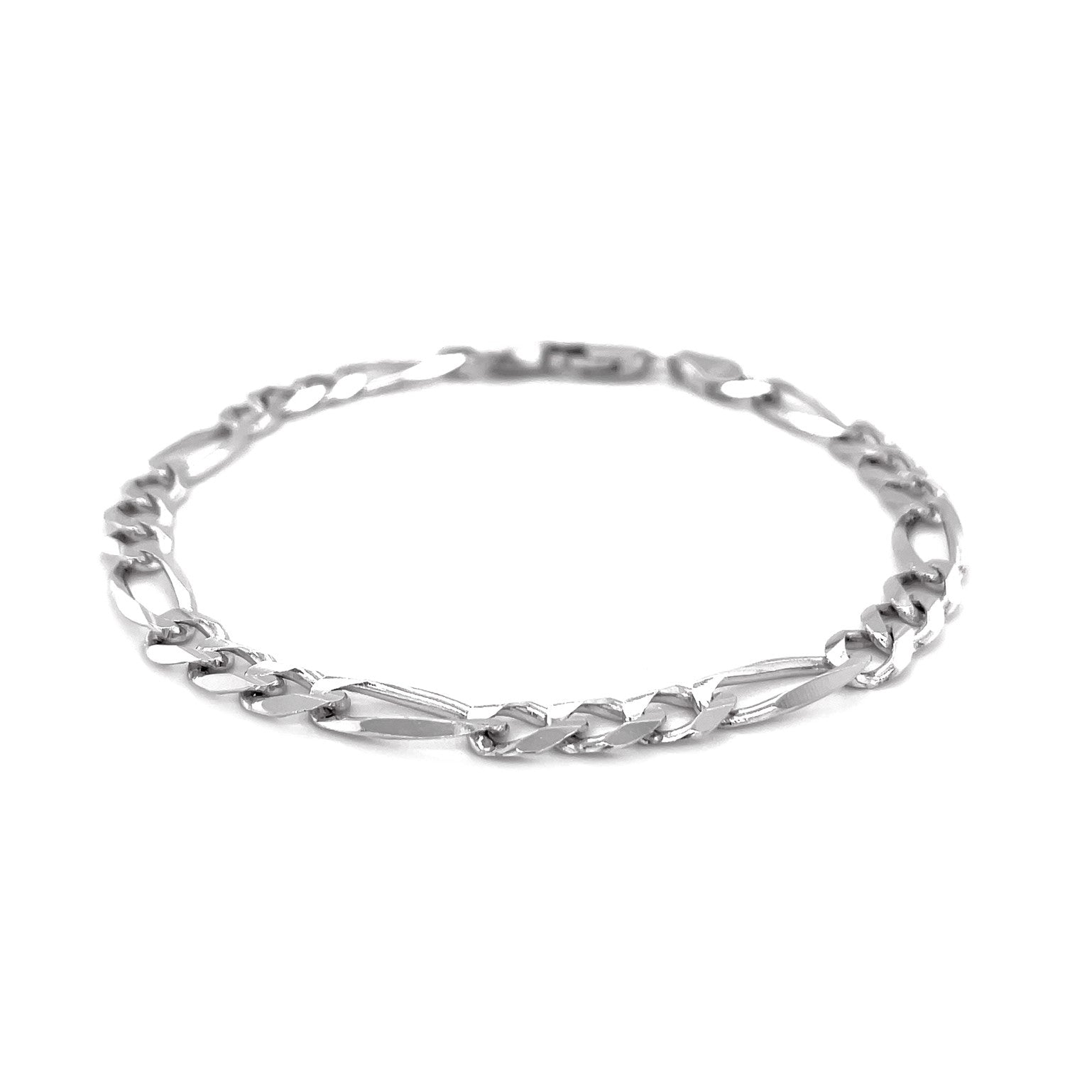 6.0mm 14k White Gold Solid Figaro Bracelet-1