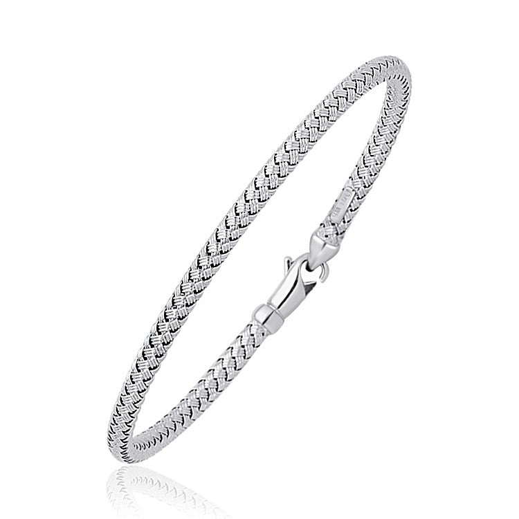 Fancy Weave Bangle in 14k White Gold (3.0mm)-0