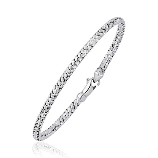 Fancy Weave Bangle in 14k White Gold (3.0mm)-0