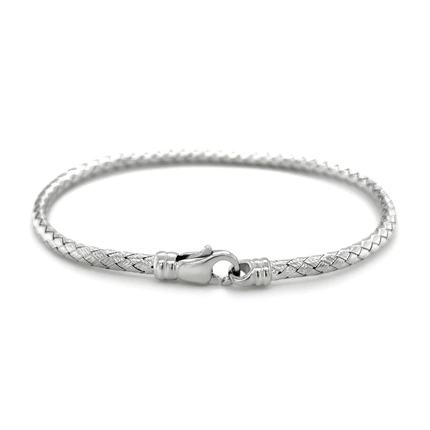 Fancy Weave Bangle in 14k White Gold (3.0mm)-1