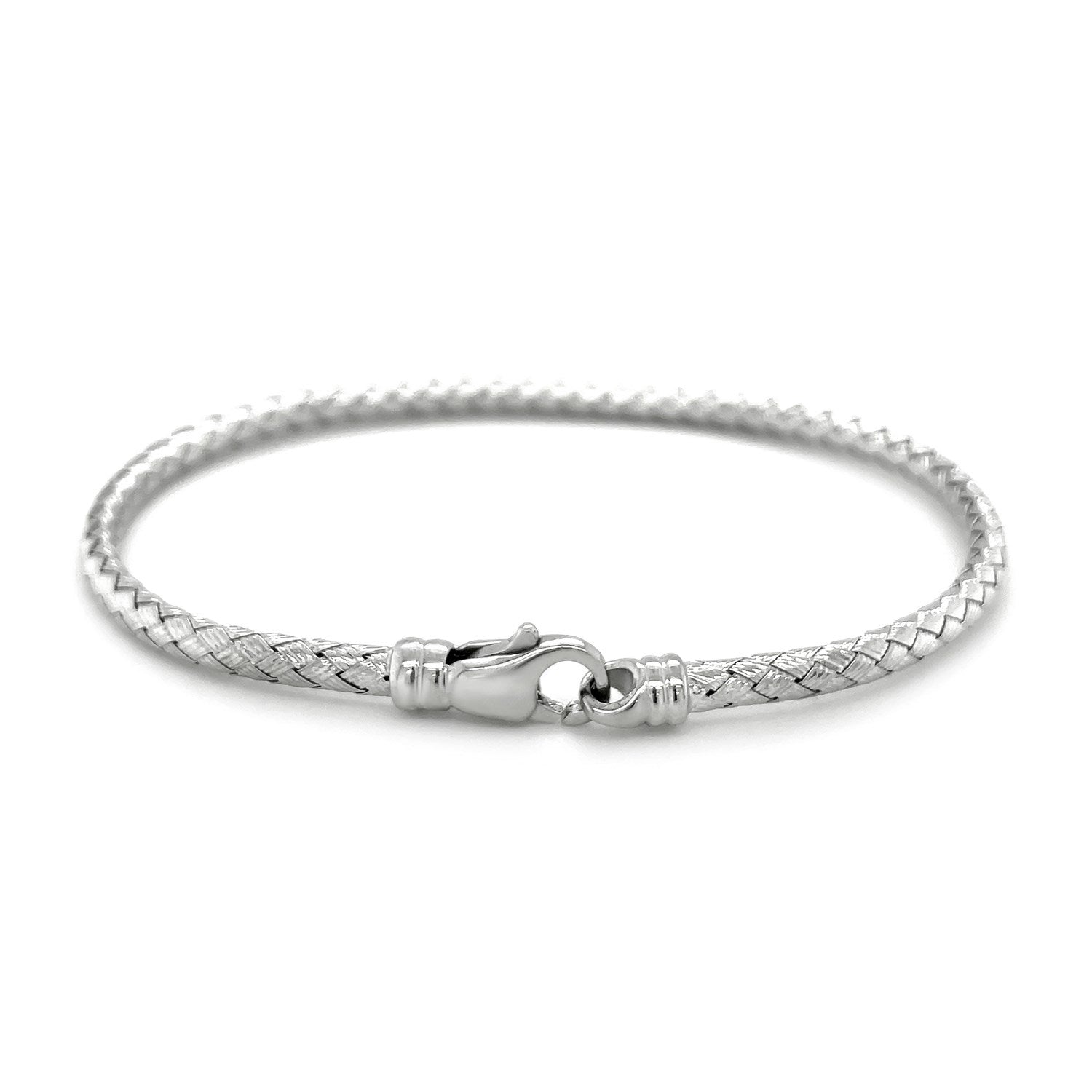 Fancy Weave Bangle in 14k White Gold (3.0mm)-1