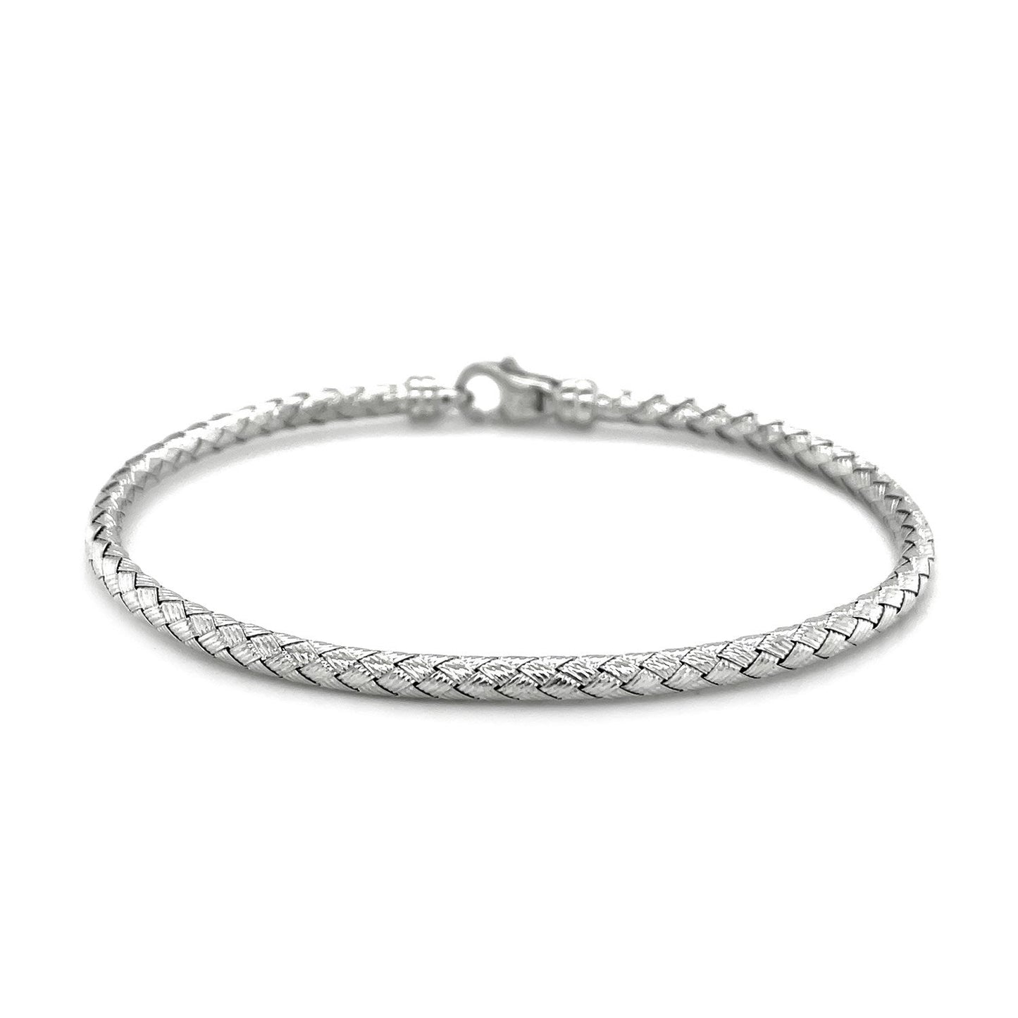 Fancy Weave Bangle in 14k White Gold (3.0mm)-2