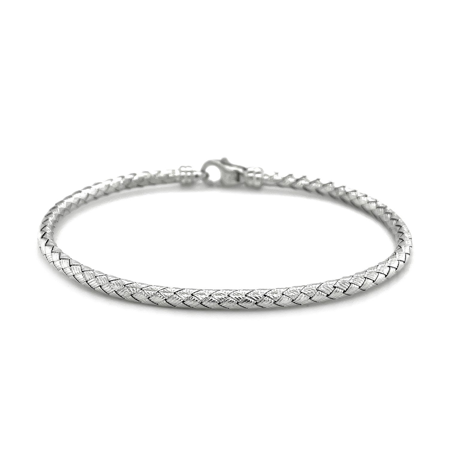 Fancy Weave Bangle in 14k White Gold (3.0mm)-2
