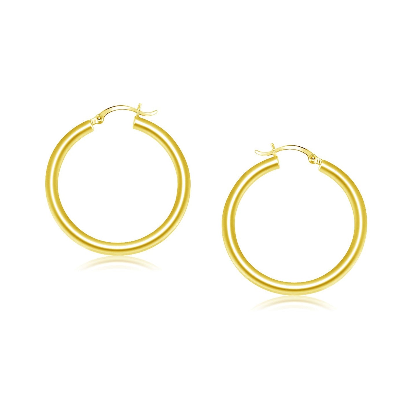 14k Yellow Gold Polished Hoop Earrings (25 mm)-0