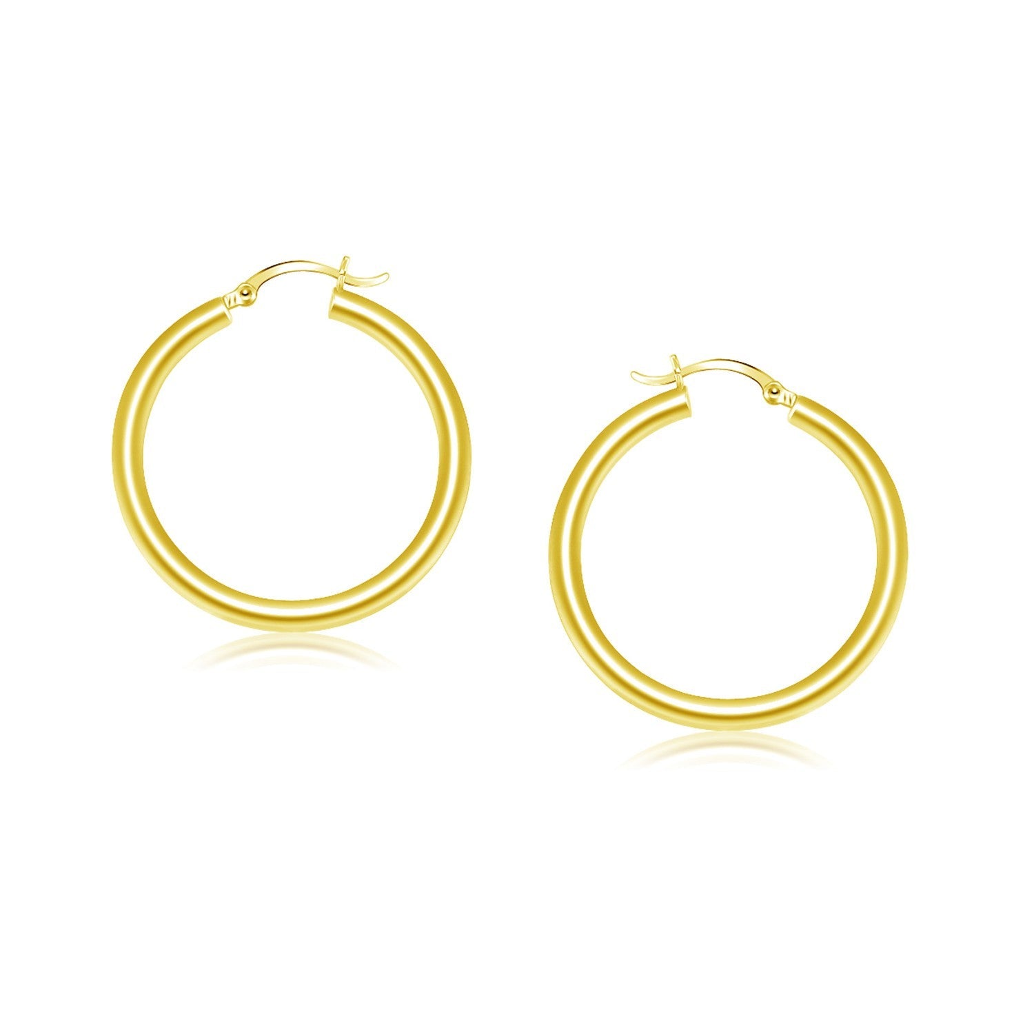 14k Yellow Gold Polished Hoop Earrings (25 mm)-0