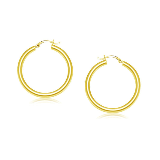 14k Yellow Gold Polished Hoop Earrings (25 mm)-0