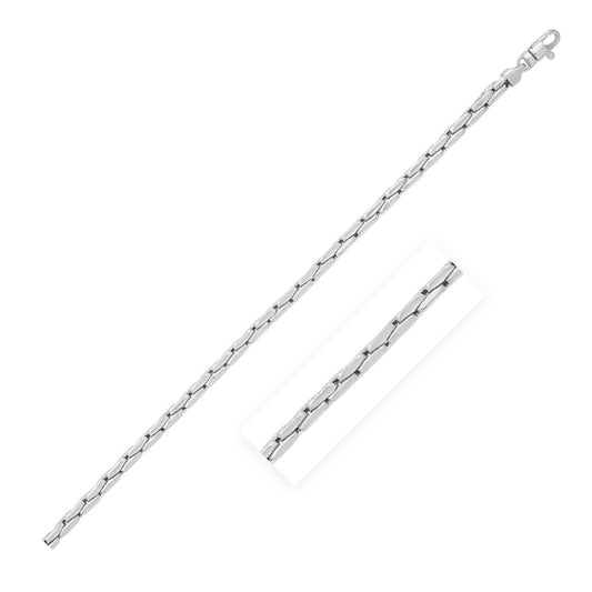 14k White Gold High Polish Compressed Cable Link Bracelet-0