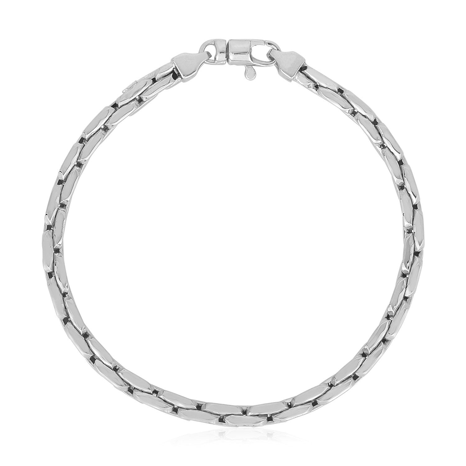 14k White Gold High Polish Compressed Cable Link Bracelet-1